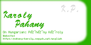 karoly pahany business card